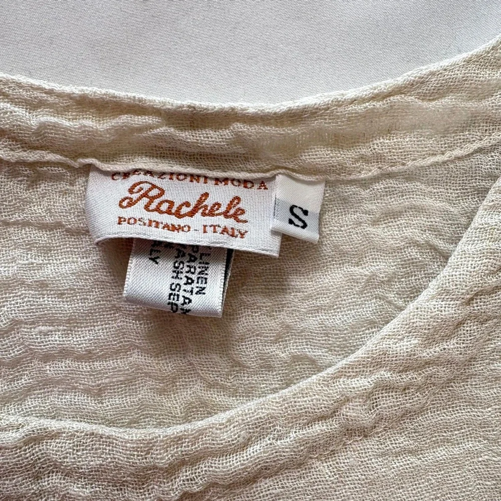 Rachele Italy Linen Gauze Top‎ S Textured Boho Lagenlook Quiet Luxury Coastal - Picture 3 of 7